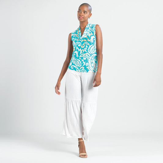 Clara Sunwoo Smart Buy - Butter Knit - Sleeveless Draped Cowl Neck Top - Paisley Lotus - Final Sale!