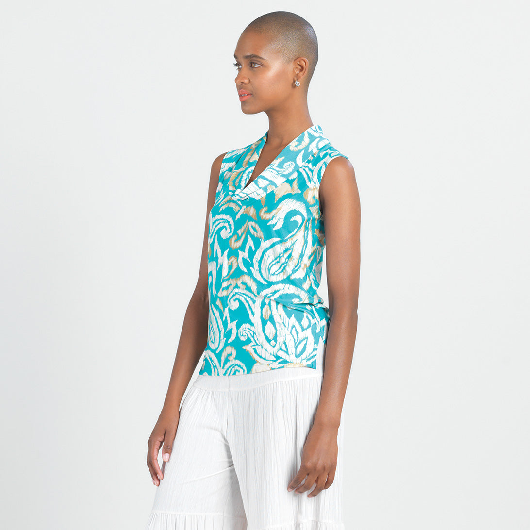 Clara Sunwoo Smart Buy - Butter Knit - Sleeveless Draped Cowl Neck Top - Paisley Lotus - Final Sale!