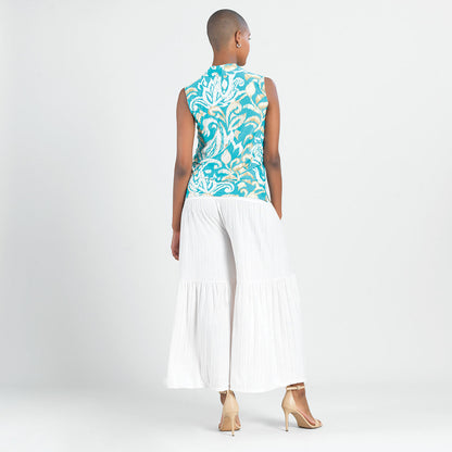 Clara Sunwoo Smart Buy - Butter Knit - Sleeveless Draped Cowl Neck Top - Paisley Lotus - Final Sale!