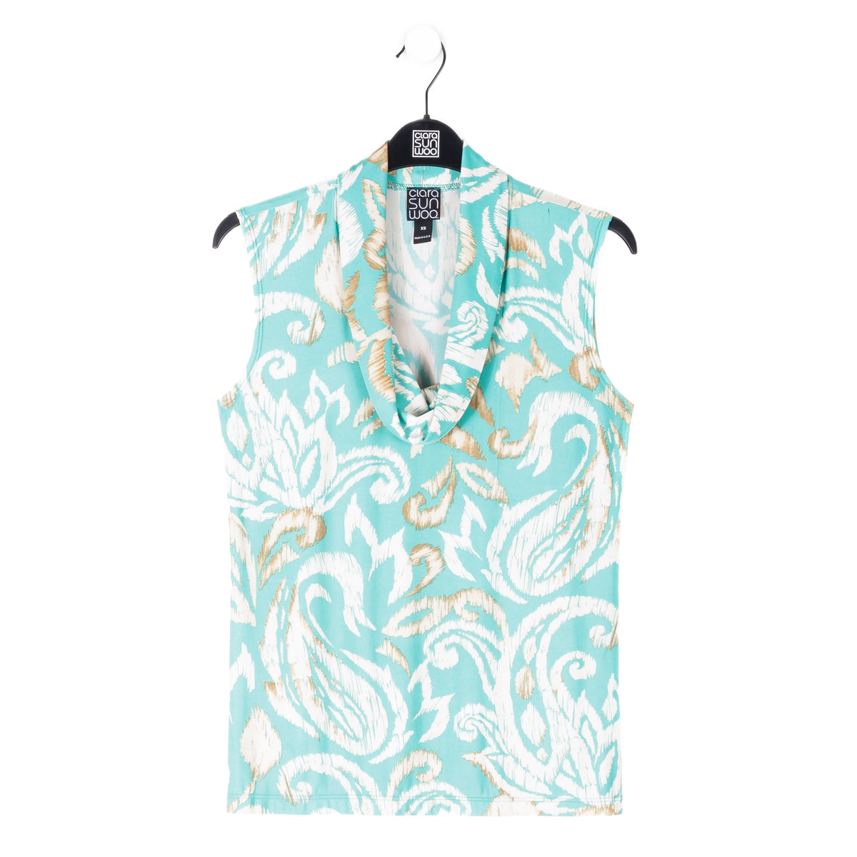 Clara Sunwoo Smart Buy - Butter Knit - Sleeveless Draped Cowl Neck Top - Paisley Lotus - Final Sale!