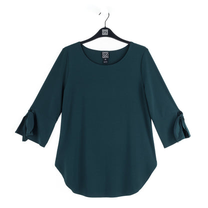 Clara Sunwoo Recommended - Tie Cuff Curved Hem Tunic - Hunter Green - Final Sale