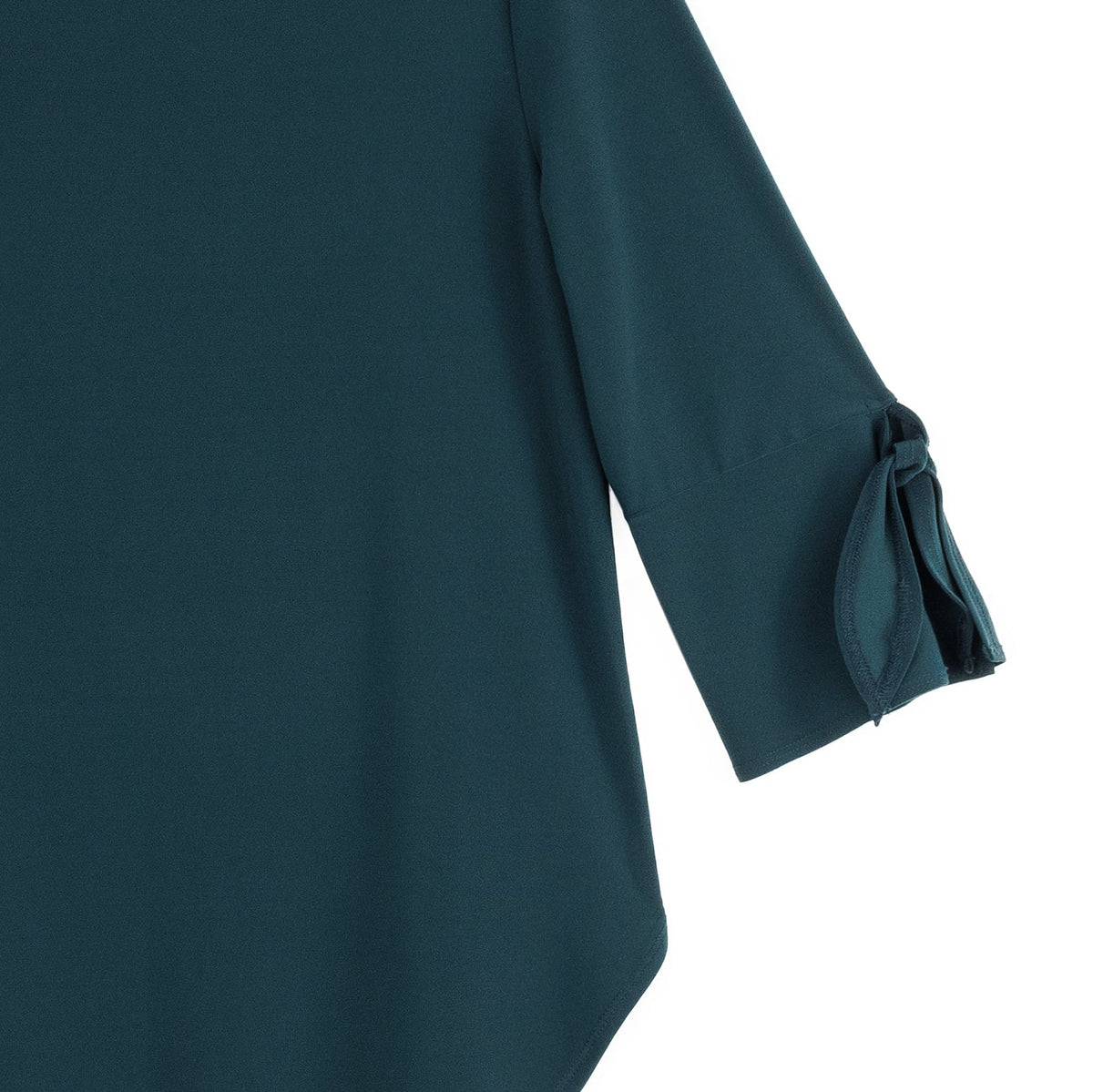 Clara Sunwoo Recommended - Tie Cuff Curved Hem Tunic - Hunter Green - Final Sale