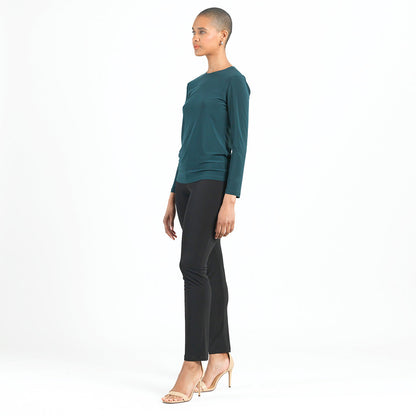 Clara Sunwoo Featured - Signature Crew Neck Top - Hunter Green - Final Sale