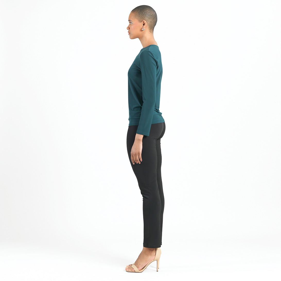 Clara Sunwoo Featured - Signature Crew Neck Top - Hunter Green - Final Sale