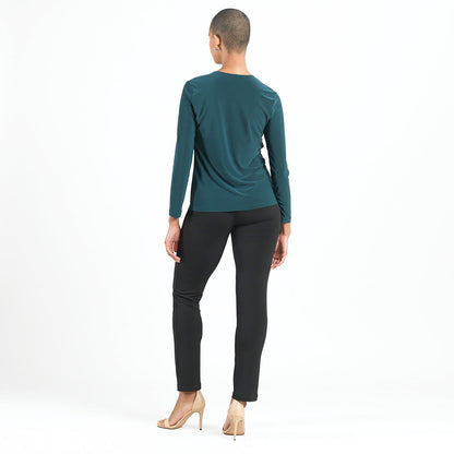 Clara Sunwoo Featured - Signature Crew Neck Top - Hunter Green - Final Sale