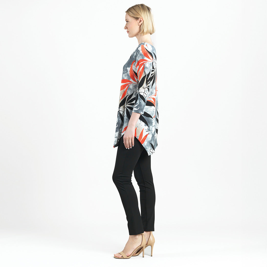 Clara Sunwoo Customer Favorite - Kerchief Angle Hem Tunic - Leaf Scatter - Final Sale!