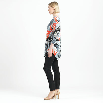 Clara Sunwoo Customer Favorite - Kerchief Angle Hem Tunic - Leaf Scatter - Final Sale!