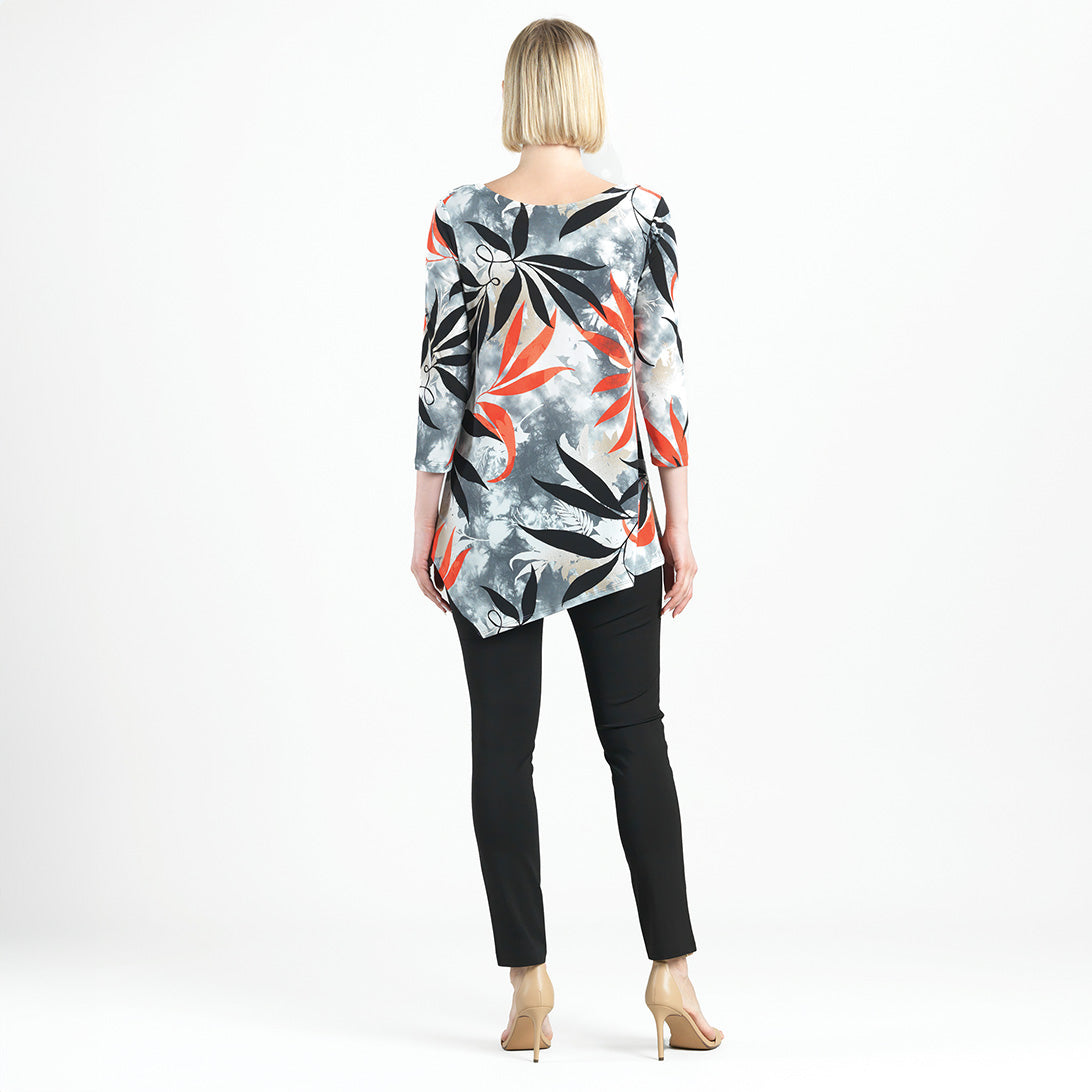 Clara Sunwoo Customer Favorite - Kerchief Angle Hem Tunic - Leaf Scatter - Final Sale!