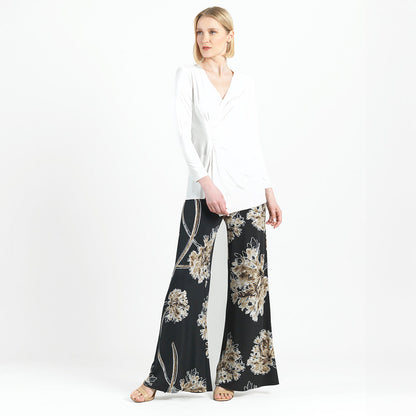 Clara Sunwoo Quality - Crushed Silk Knit - Long Sleeve Side Gathered Drape Tunic - Ivory - Final Sale!