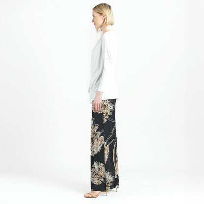 Clara Sunwoo Quality - Crushed Silk Knit - Long Sleeve Side Gathered Drape Tunic - Ivory - Final Sale!
