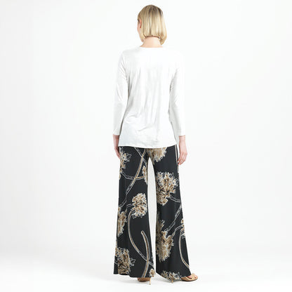 Clara Sunwoo Quality - Crushed Silk Knit - Long Sleeve Side Gathered Drape Tunic - Ivory - Final Sale!