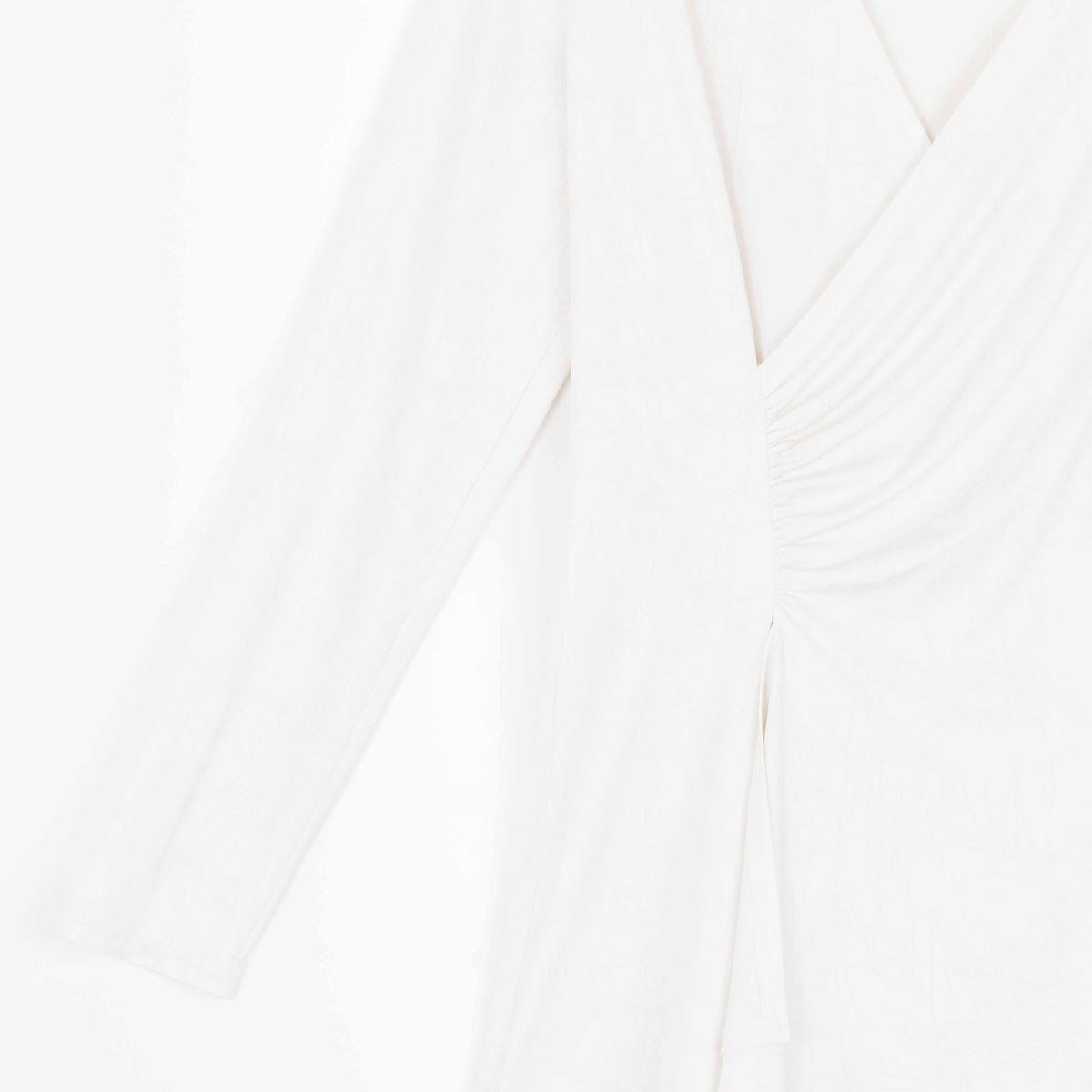 Clara Sunwoo Quality - Crushed Silk Knit - Long Sleeve Side Gathered Drape Tunic - Ivory - Final Sale!