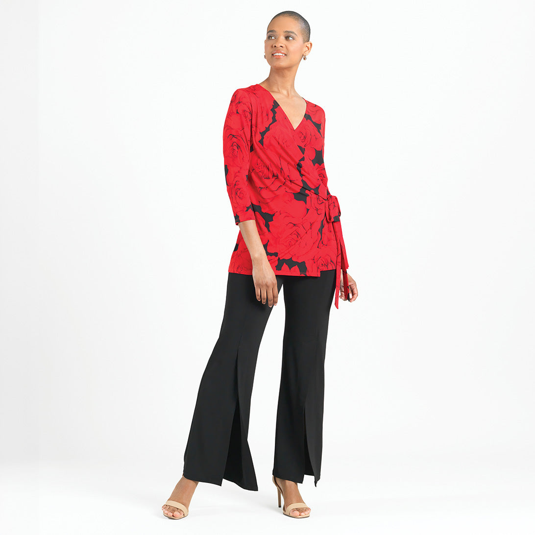 Clara Sunwoo New - Surplice Faux Wrap Side Tie Tunic - Rose Floret - Final Sale!