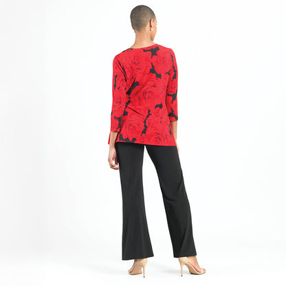 Clara Sunwoo New - Surplice Faux Wrap Side Tie Tunic - Rose Floret - Final Sale!