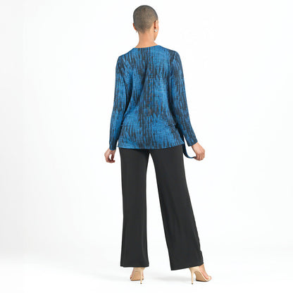 Clara Sunwoo Trending - Crinkle Pleat - Blouson Overlay Side Tie Detail Top - Water Ripple-Cobalt - Final Sale!