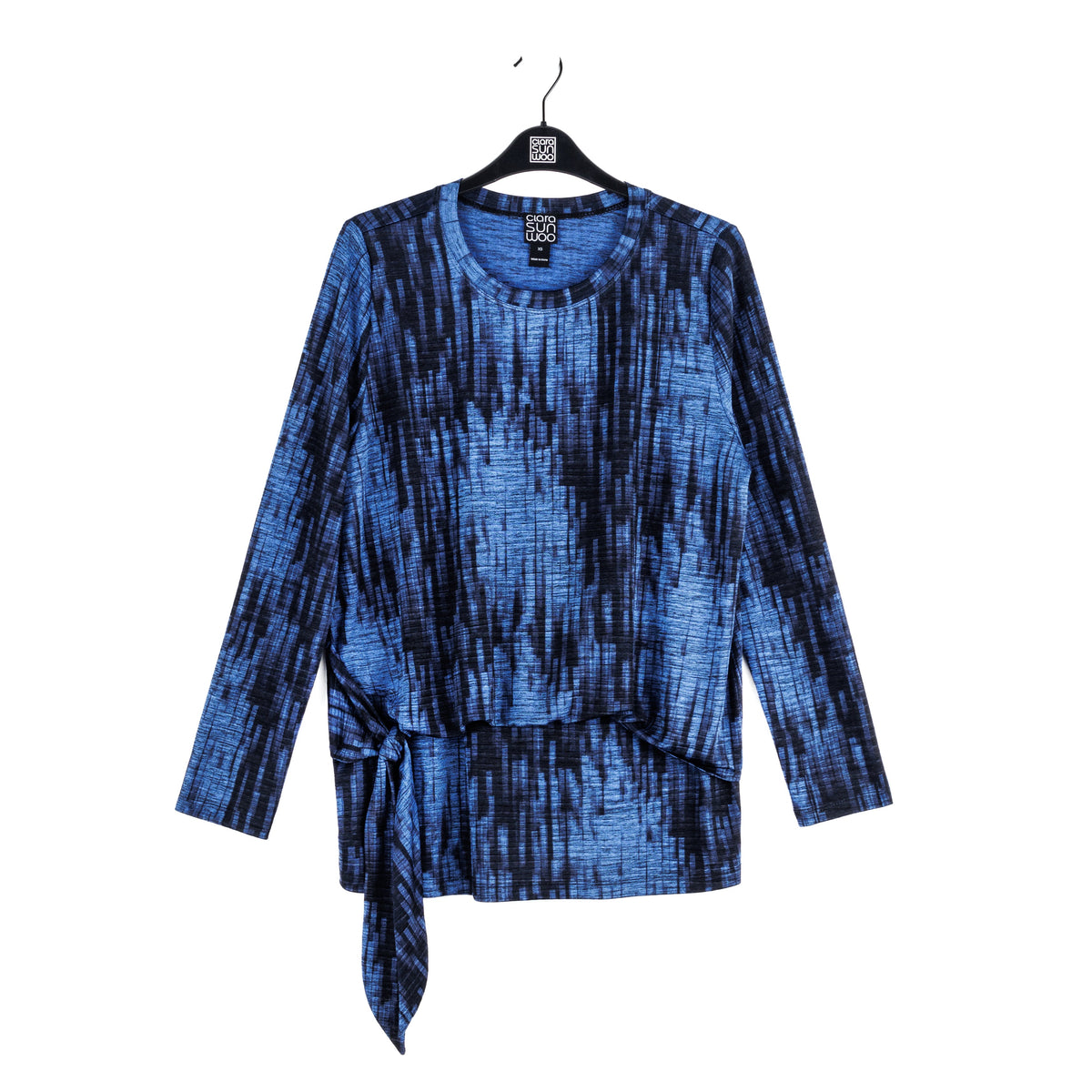 Clara Sunwoo Trending - Crinkle Pleat - Blouson Overlay Side Tie Detail Top - Water Ripple-Cobalt - Final Sale!