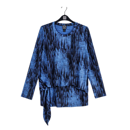 Clara Sunwoo Trending - Crinkle Pleat - Blouson Overlay Side Tie Detail Top - Water Ripple-Cobalt - Final Sale!