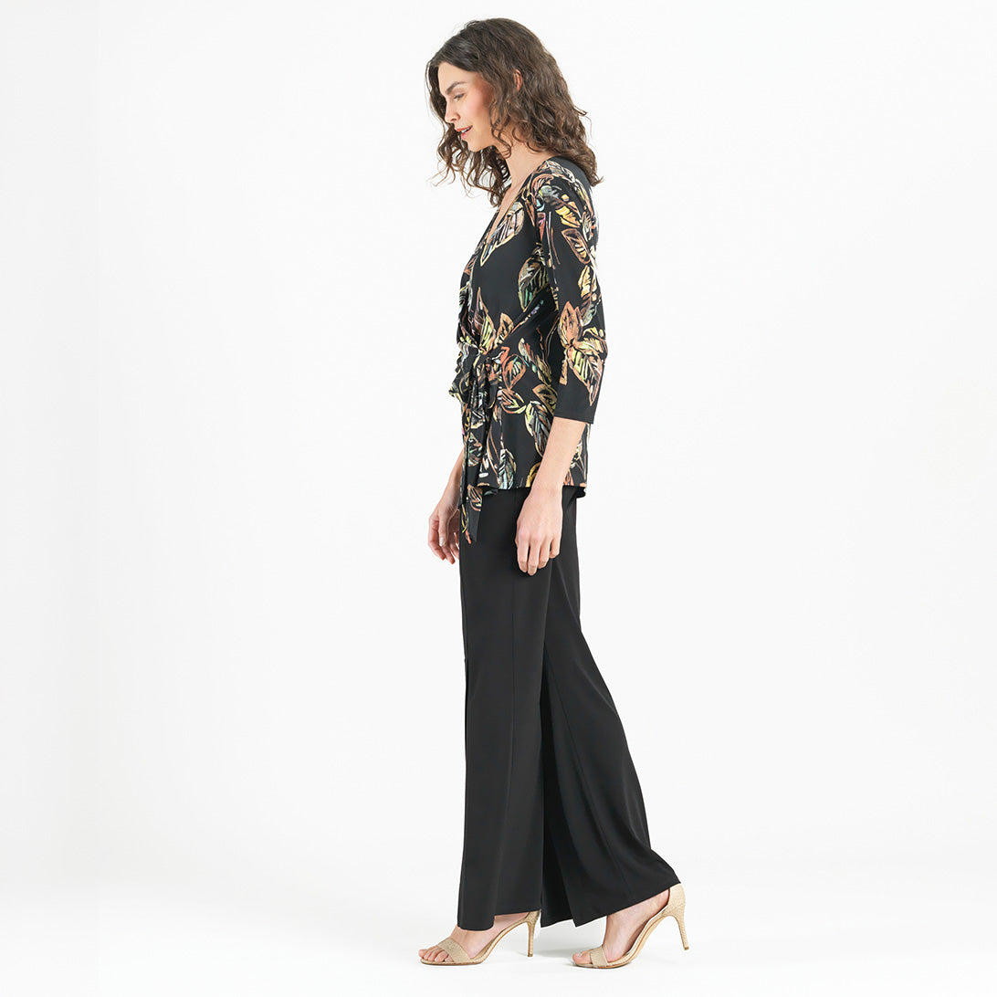 Clara Sunwoo Latest - Surplice Faux Wrap Side Tie Tunic - Leaf Colorburst - Final Sale!