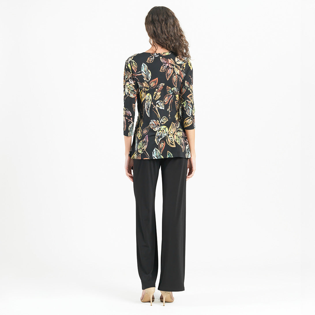 Clara Sunwoo Latest - Surplice Faux Wrap Side Tie Tunic - Leaf Colorburst - Final Sale!