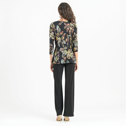 Clara Sunwoo Latest - Surplice Faux Wrap Side Tie Tunic - Leaf Colorburst - Final Sale!