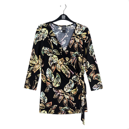 Clara Sunwoo Latest - Surplice Faux Wrap Side Tie Tunic - Leaf Colorburst - Final Sale!