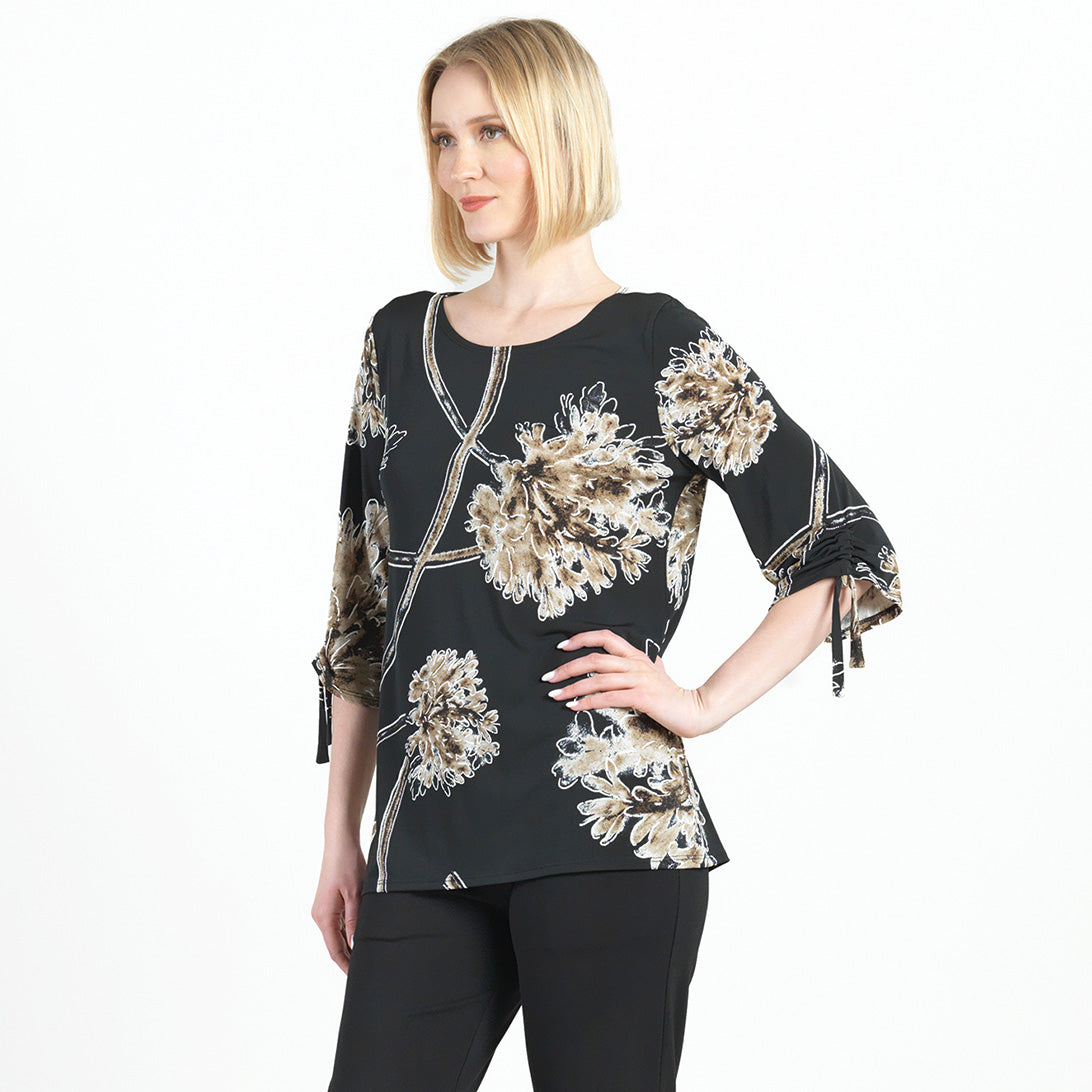 Clara Sunwoo Best Seller - Textured Pull-Tie Cuff Tunic - Mum Blossom - Final Sale!