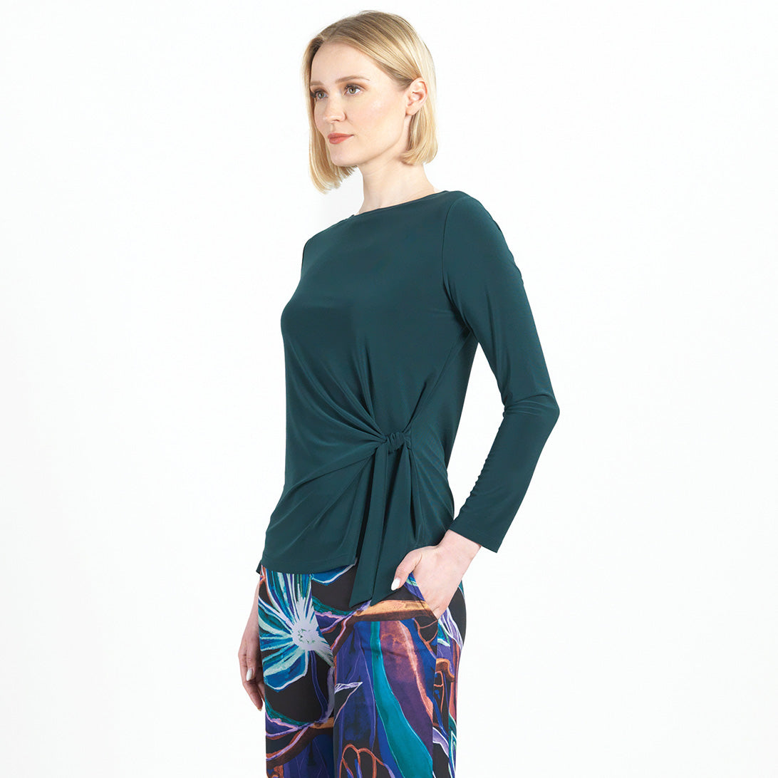Clara Sunwoo Recommended - Side Tie Waist Top - Hunter Green - Final Sale