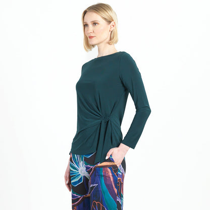 Clara Sunwoo Recommended - Side Tie Waist Top - Hunter Green - Final Sale