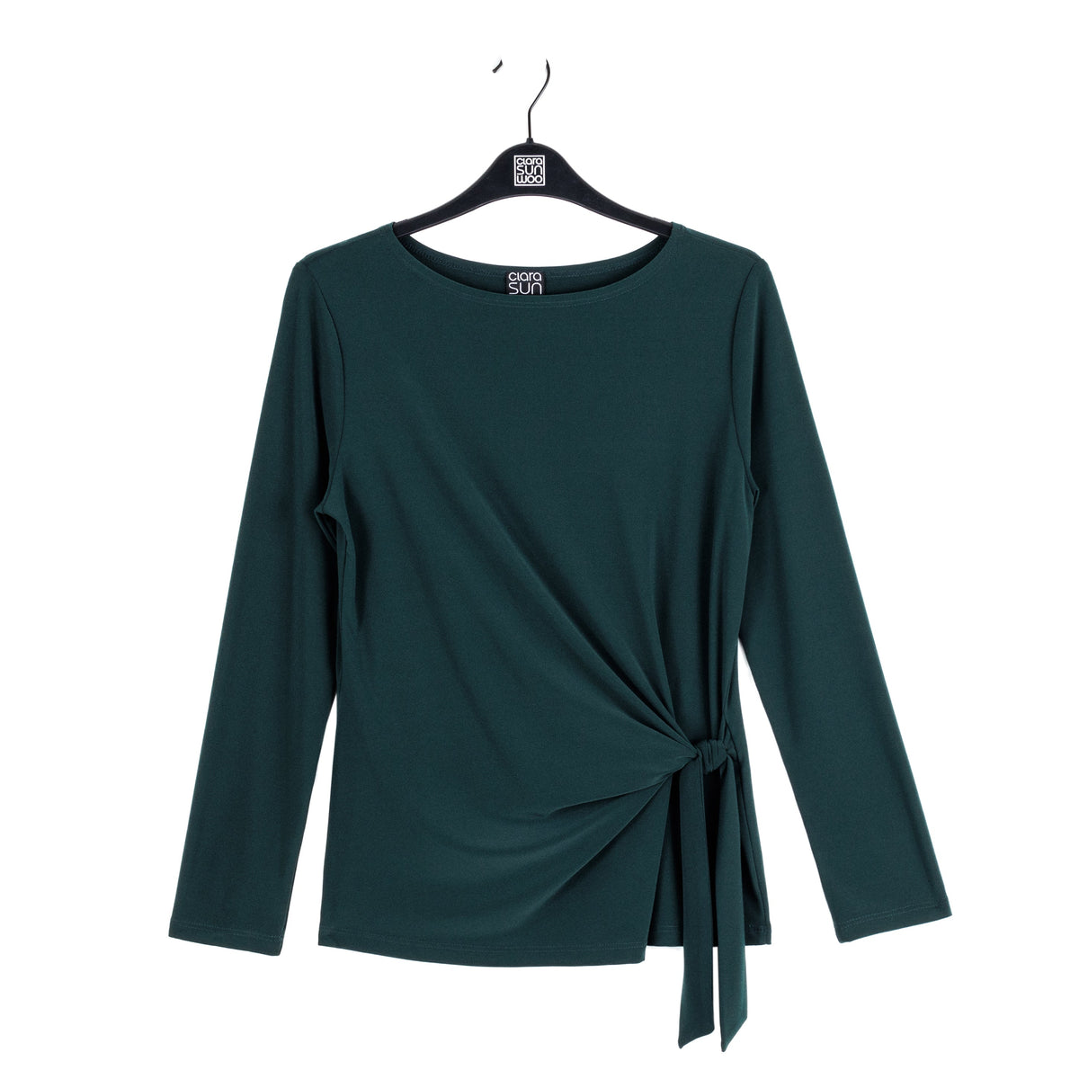 Clara Sunwoo Recommended - Side Tie Waist Top - Hunter Green - Final Sale