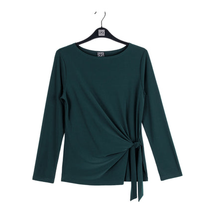 Clara Sunwoo Recommended - Side Tie Waist Top - Hunter Green - Final Sale