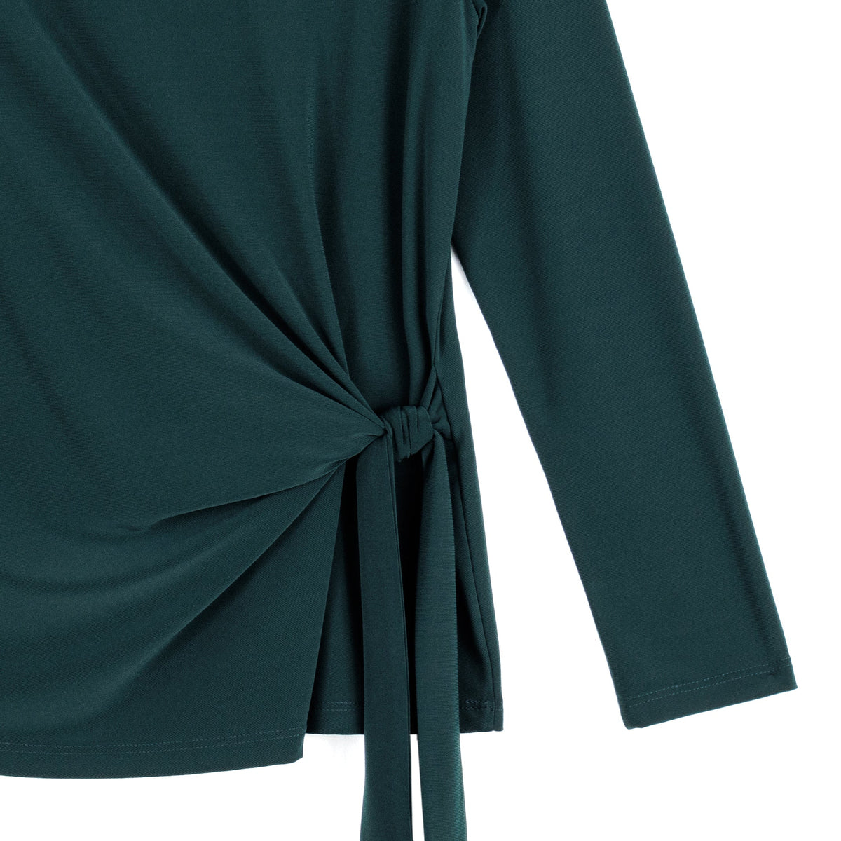 Clara Sunwoo Recommended - Side Tie Waist Top - Hunter Green - Final Sale