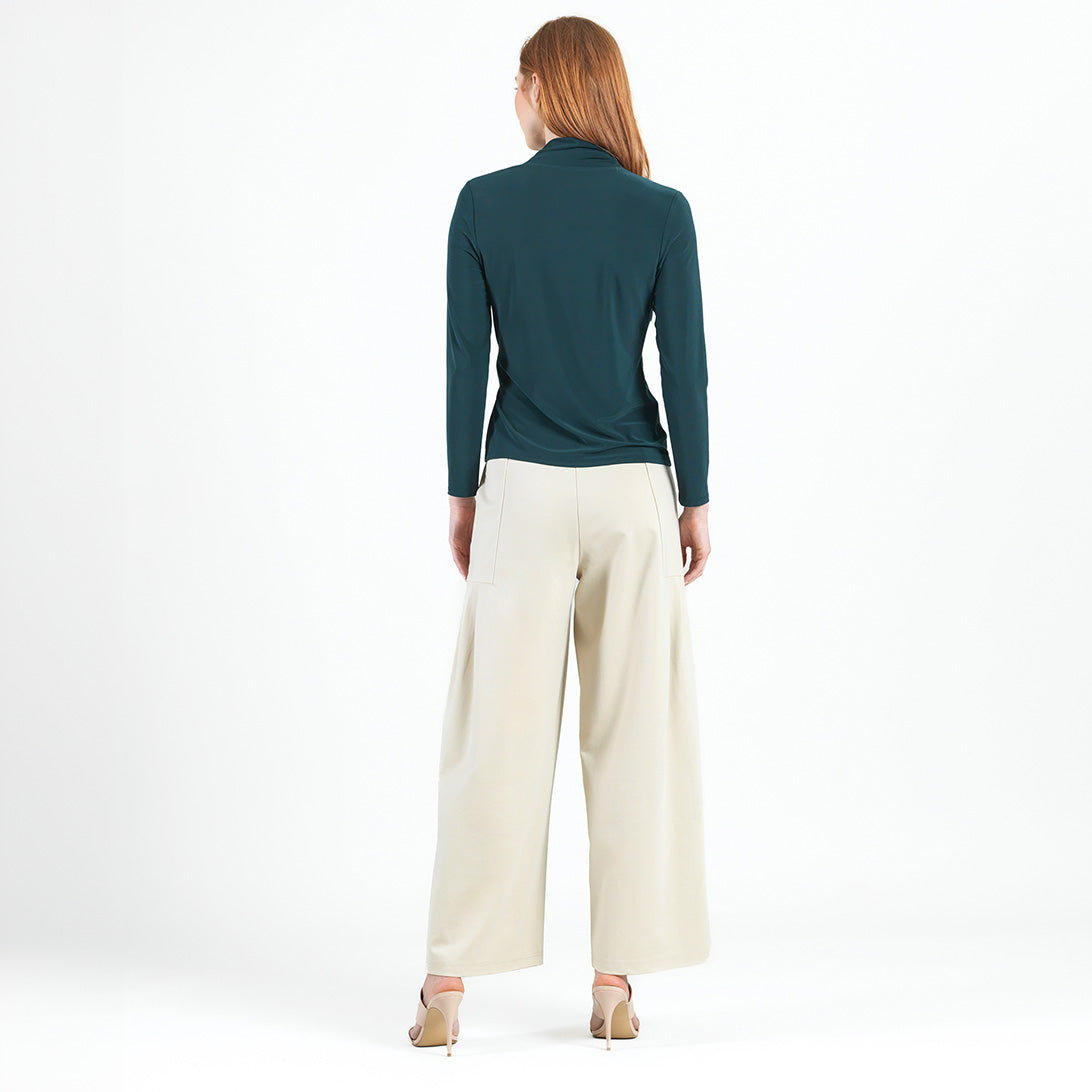 Clara Sunwoo Value - V-Neck Draped Pleat Top - Hunter Green - Final Sale