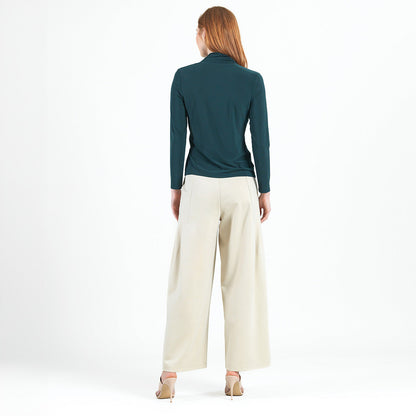 Clara Sunwoo Value - V-Neck Draped Pleat Top - Hunter Green - Final Sale