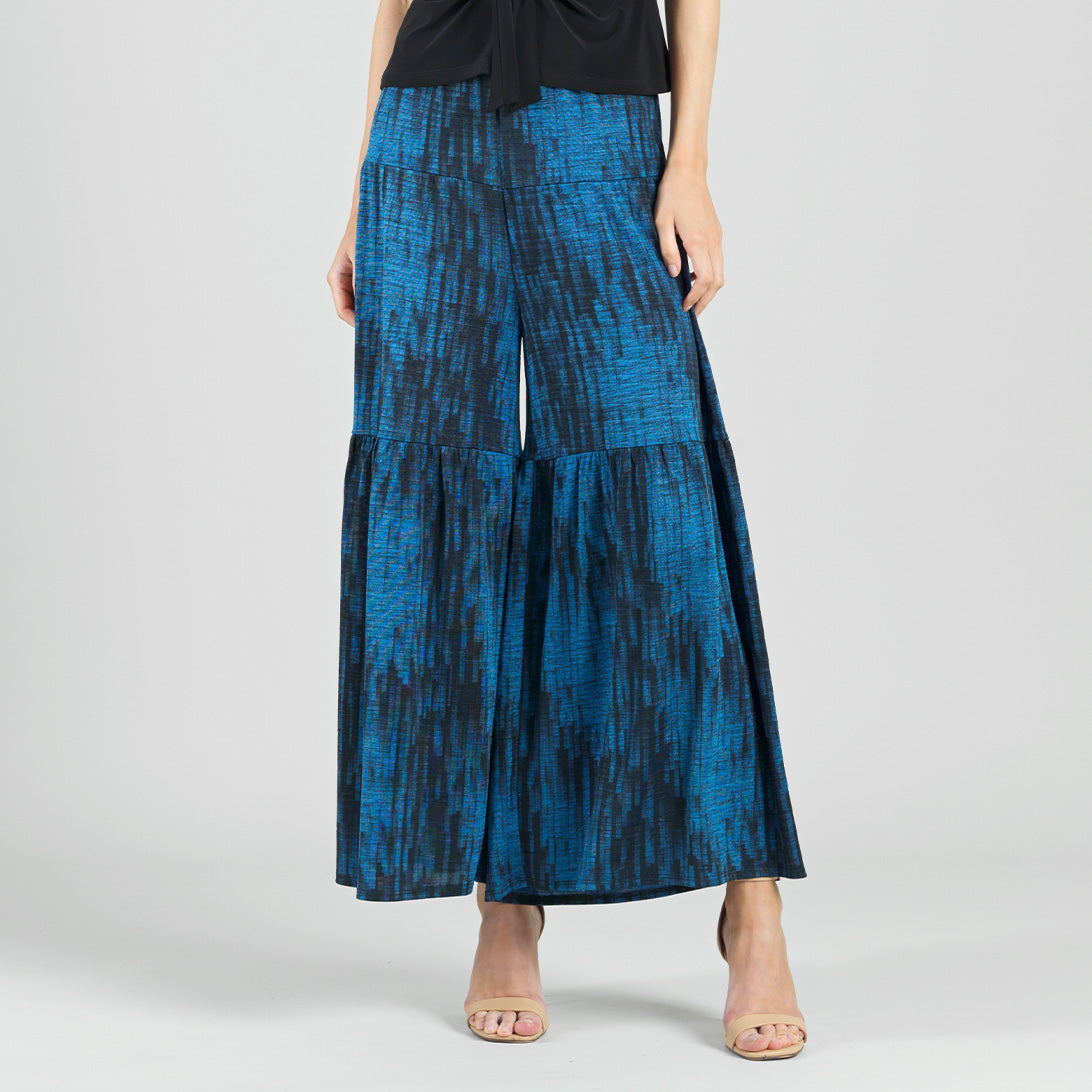 Clara Sunwoo Popular - Crinkle Pleat Knit - Tiered Skirt-Pant - Water Ripple-Cobalt - Final Sale!
