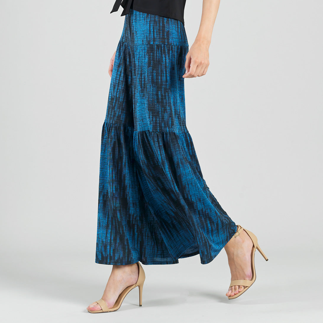 Clara Sunwoo Popular - Crinkle Pleat Knit - Tiered Skirt-Pant - Water Ripple-Cobalt - Final Sale!