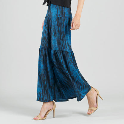 Clara Sunwoo Popular - Crinkle Pleat Knit - Tiered Skirt-Pant - Water Ripple-Cobalt - Final Sale!