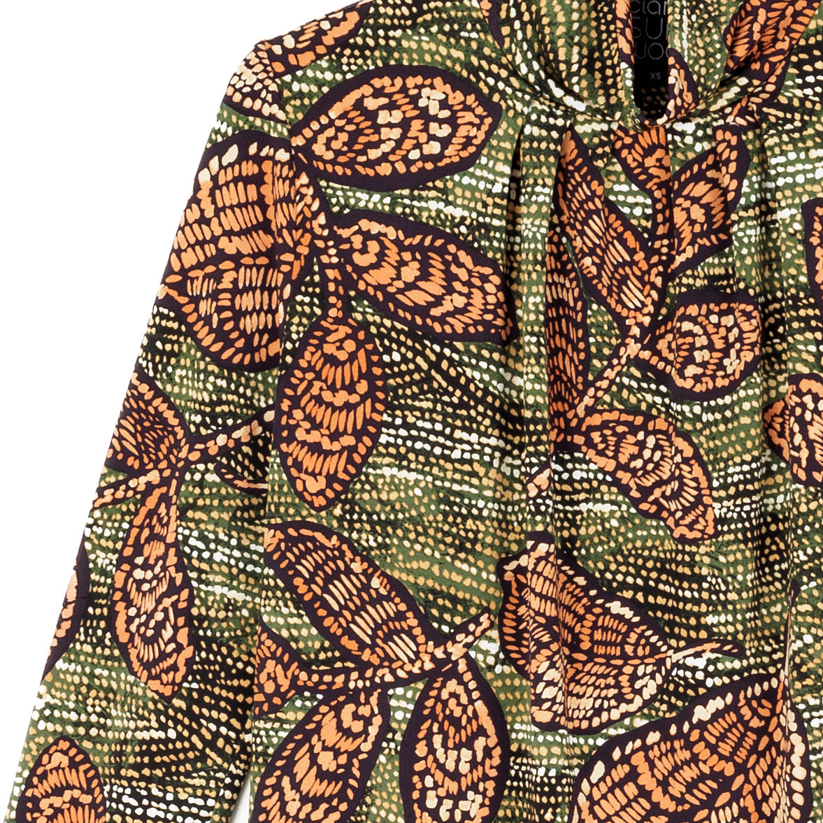Clara Sunwoo Hot Sale - Mock Neck Pleated Detail Top - Mosaic Leaves - Final Sale!