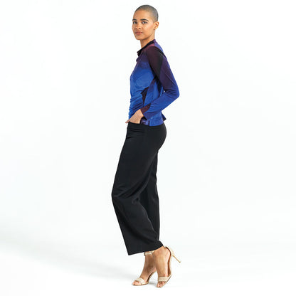 Clara Sunwoo New - Draped Neck Side Ruched Top - Purple Watercolor - Final Sale!