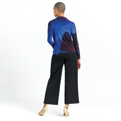 Clara Sunwoo New - Draped Neck Side Ruched Top - Purple Watercolor - Final Sale!