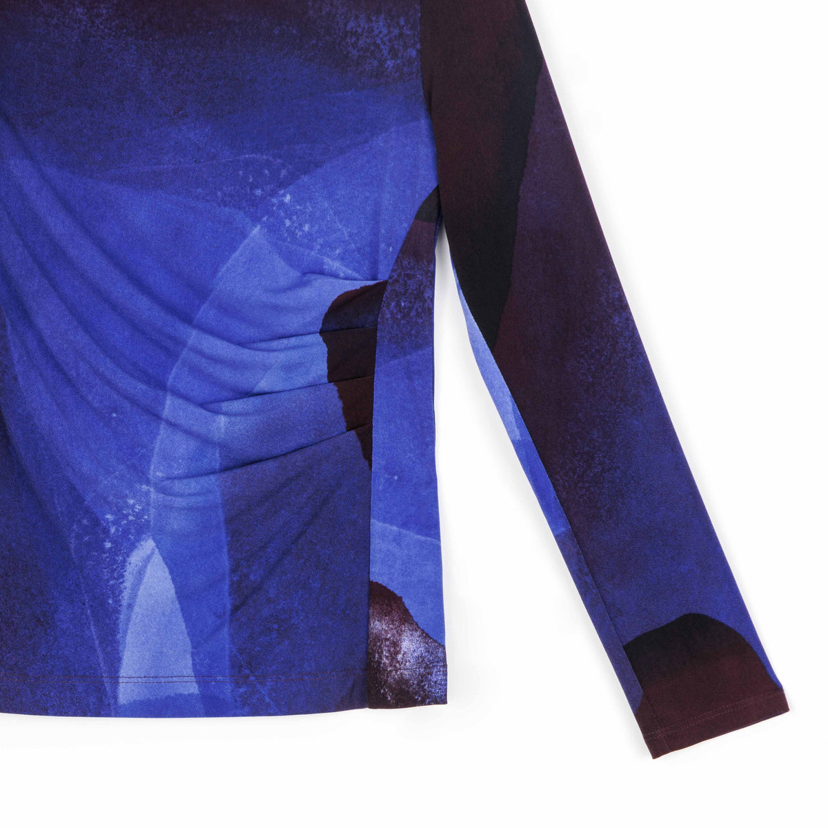 Clara Sunwoo New - Draped Neck Side Ruched Top - Purple Watercolor - Final Sale!