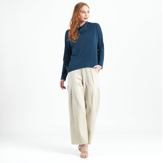Clara Sunwoo Essential - French Terry - Banded Hemline Sweater - Midnight Blue - Final Sale