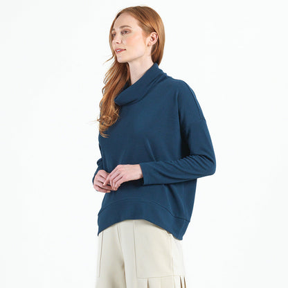 Clara Sunwoo Essential - French Terry - Banded Hemline Sweater - Midnight Blue - Final Sale