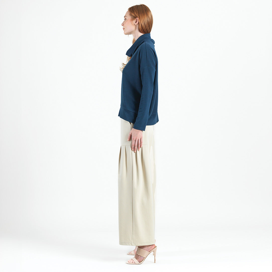 Clara Sunwoo Essential - French Terry - Banded Hemline Sweater - Midnight Blue - Final Sale
