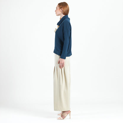 Clara Sunwoo Essential - French Terry - Banded Hemline Sweater - Midnight Blue - Final Sale