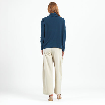 Clara Sunwoo Essential - French Terry - Banded Hemline Sweater - Midnight Blue - Final Sale