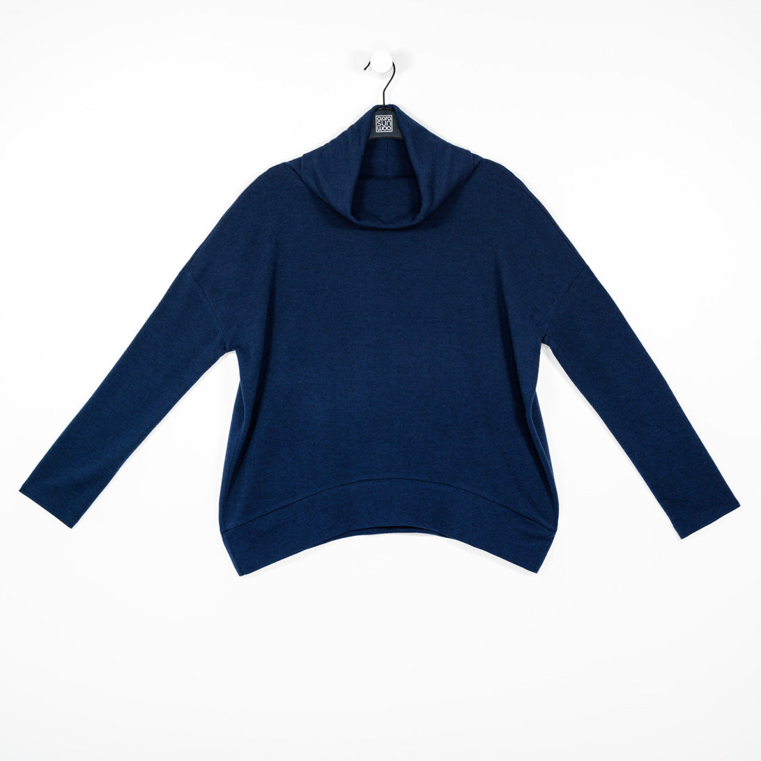Clara Sunwoo Essential - French Terry - Banded Hemline Sweater - Midnight Blue - Final Sale