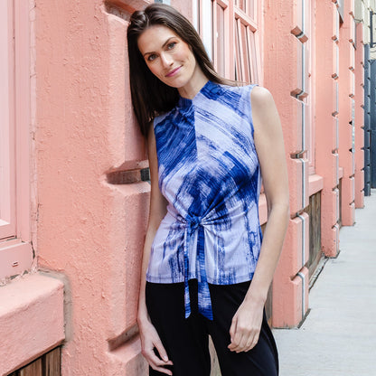 Clara Sunwoo Smart Buy - Sleeveless Center Front Tie Top - Paint Stroke - Final Sale!