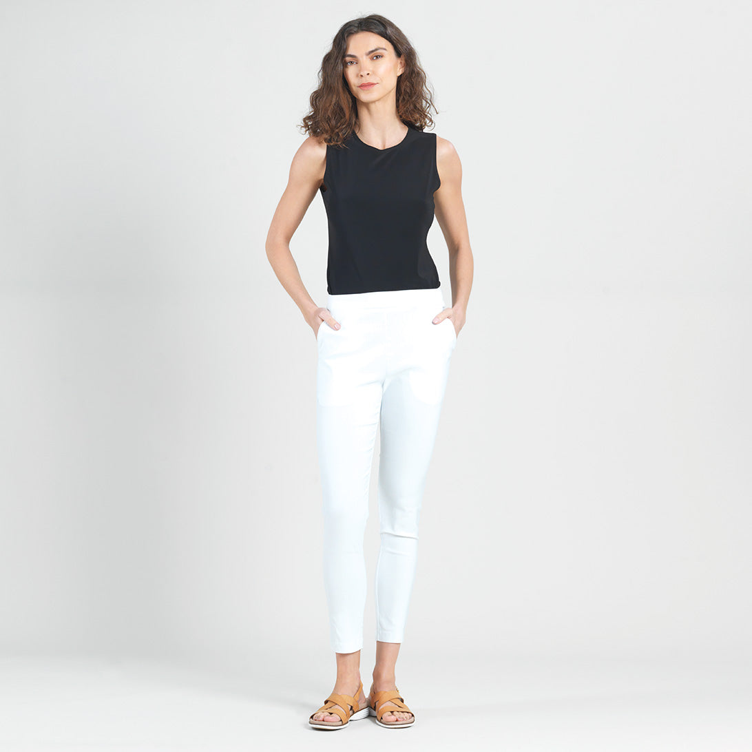 Clara Sunwoo Quality - Techno Knit - Skinny Ankle Pocket Pant - White - Final Sale!