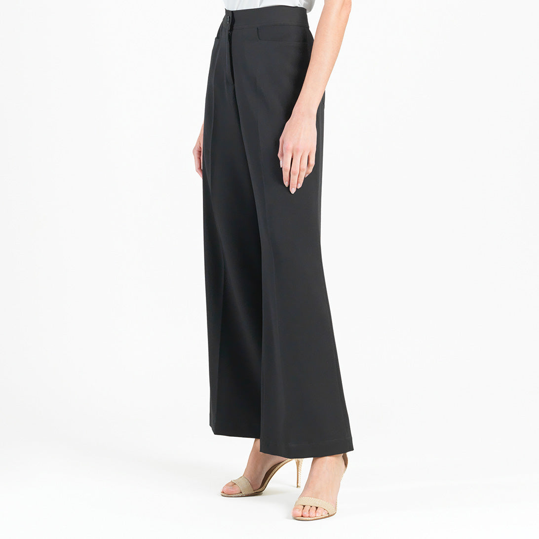 Clara Sunwoo Everyday - Woven Twill - Zip Closure Wide Leg Pocket Trouser - Black - Final Sale!
