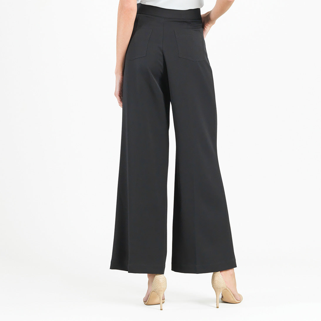 Clara Sunwoo Everyday - Woven Twill - Zip Closure Wide Leg Pocket Trouser - Black - Final Sale!